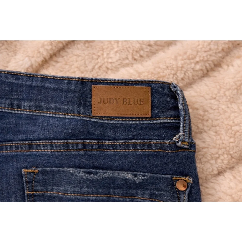 Judy Blue High Rise Distressed Skinny Jeans Button Fly Stretch Denim Size 7/28 - Picture 5 of 9